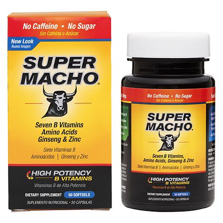 Super Macho Dietary Supplement High Potency Zinc & 7 B Vitamins Softgels