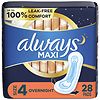 Always Maxi Overnight Pads without Wings for Women, Overnight Absorbency Unscented, Size 4-0