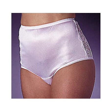 Wearever Reusable Women's Nylon and Lace Incontinence Panty Large White