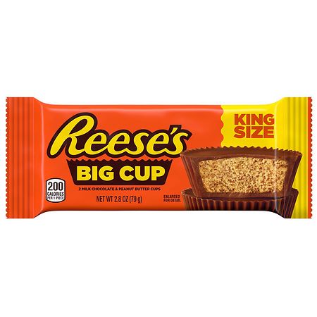 Reese's Big Cup King Size Peanut Butter Cups, Candy, Pack Milk Chocolate