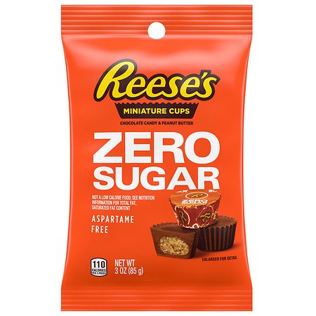 Reese's Zero Sugar Miniatures Peanut Butter Cups, Candy, Bag Chocolate
