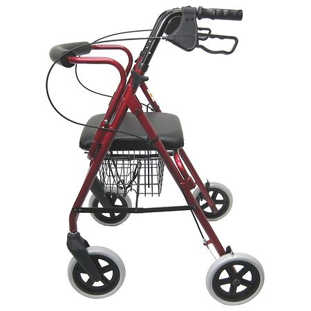 Karman R-4608 Aluminum Rollator, 8 Inches Casters 18" Seat Width Burgundy