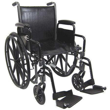 Karman 18 inch Steel Wheelchair with Removable Armrests, 39 lbs.