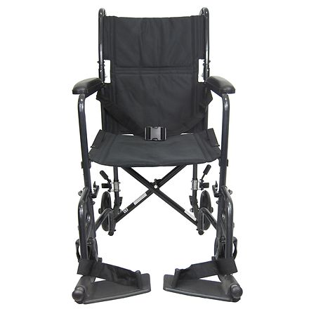 Karman 17 inch Steel Transport Chair, 26 lbs. Black
