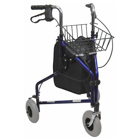 Karman R-3600 3 Wheel Rollator with Large 8" Casters Blue