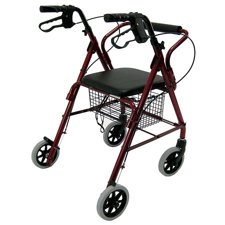 Karman R-4100-BD Aluminum Rollator with Low Seat, 6" Casters 18" Seat Width Burgundy