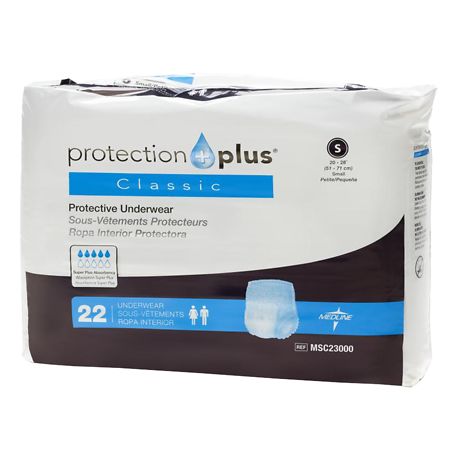Medline Protection Plus Classic Protective Underwear, Super Plus Absorbency S