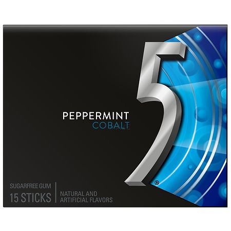 Five Sugar Free Chewing Gum Sticks Peppermint Cobalt