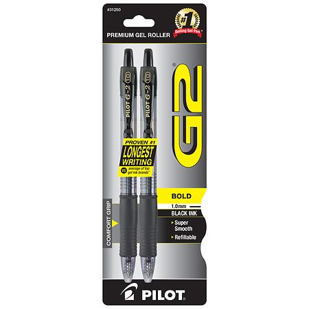 G2 Premium Retractable Gel Ink Rolling Ball Pens Black