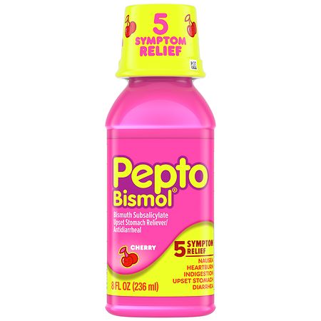 Pepto-Bismol Liquid for Nausea, Heartburn, Indigestion, Upset Stomach, and Diarrhea Cherry