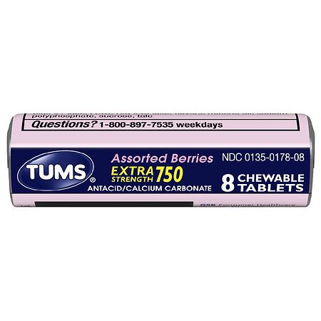 Tums Extra Strength 750 Antacid Chewable Tablets Assorted Berries