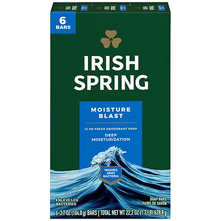 Irish Spring Deodorant Bar Soap for Men Moisture Blast