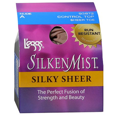 L'eggs Silken Mist Silky Sheer Run-Resistant Pantyhouse, Control Top, Sheer Toe