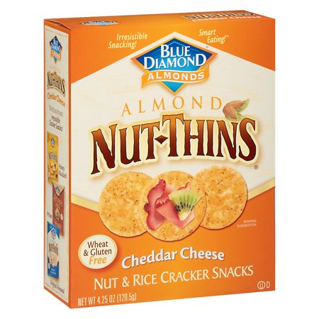 Blue Diamond Nut-Thins Nut & Rice Cracker Snacks Cheddar Cheese