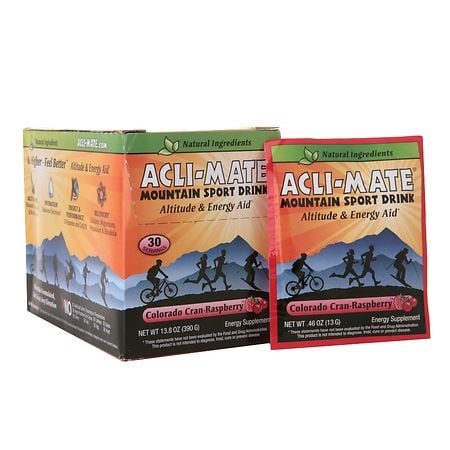 Acli-Mate Mountain Sport Drink Altitude & Energy Aid Packets Colorado Cran-Raspberry