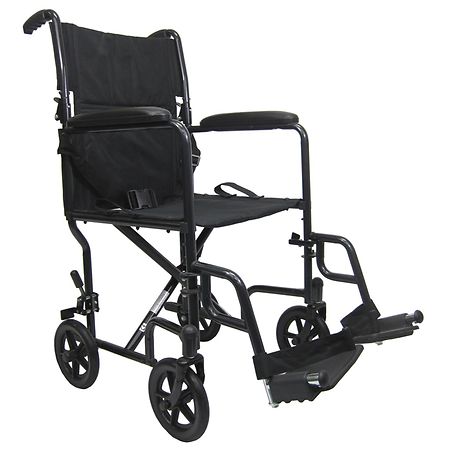 Karman LT-2019-BK Folding Aluminum Transport Chair 19 Inch Seat Width Black