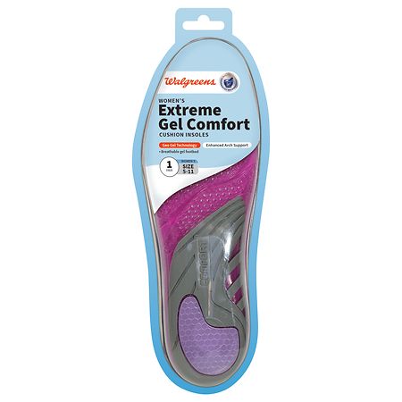 Walgreens Women's Extreme Gel Comfort Cushion Insoles Size 5-11