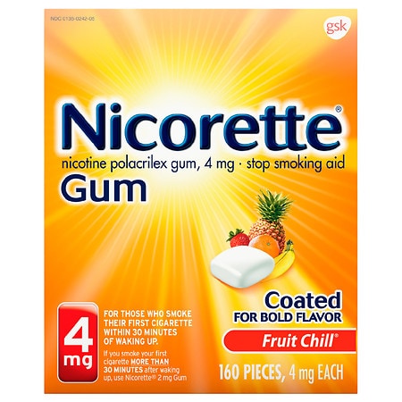 Nicorette Nicotine Gum to Stop Smoking, 4mg Fruit Chill