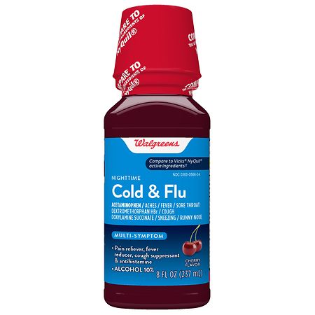 Walgreens Nighttime Cold & Flu Relief Liquid Cherry