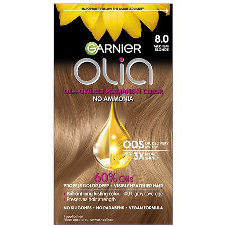 Garnier Olia Oil Powered Permanent Hair Color 8.0 Medium Blonde