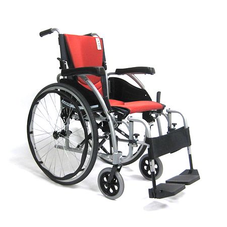 Karman 18in Seat Ergonomic Transport Wheelchair Orange