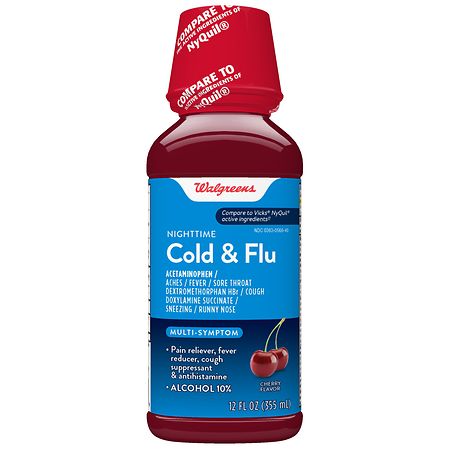 Walgreens Nighttime Cold & Flu Liquid Cherry