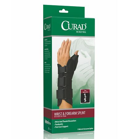 Curad Wrist & Forearm Splint with Abducted Thumb-Right Small Black