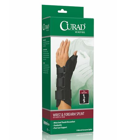 Curad Wrist & Forearm Splint with Abducted Thumb-Right Medium Black
