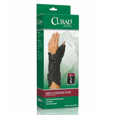 Curad Wrist & Forearm Splint with Abducted Thumb-Left X-Small Black