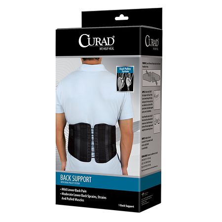 Curad Back Support with Dual-Pulley System 2XL Black