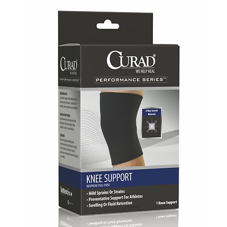 Curad Knee Support Neoprene Pull Over Medium Black