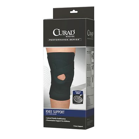 Curad Knee Support Neoprene J-Shape, Right Medium Black