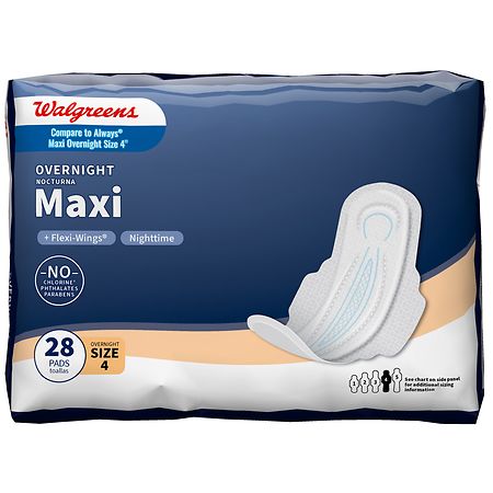 Walgreens Maxi Pads With Flexi-Wings Unscented, Size 4 (ct 28)
