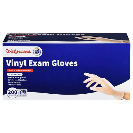Walgreens Vinyl Exam Gloves One Size Fits Most Beige