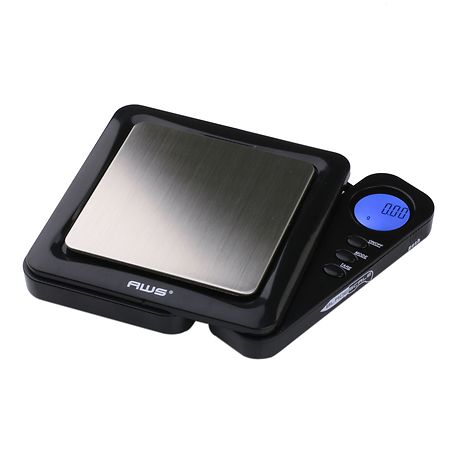 American Weigh Blade Ultraslim SS Pocket Scale, Back-Lit LCD Screen, Flip-Out BL-1KG Black