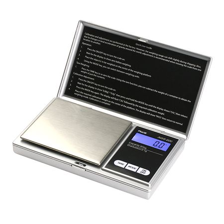 American Weigh SS Pocket Scale Back-Lit LCD Screen, Flip-Up Protective Cover AWS-100 Silver
