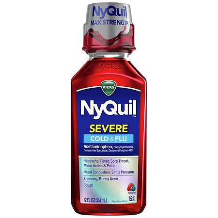 Vicks Nyquil Severe Max Strength Cold & Flu Medicine Berry