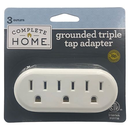 Complete Home Grounded Triple Tap Adapter Assorted