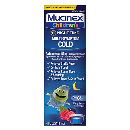 Children's Mucinex Multi-Symptom Nighttime Cold Liquid Very Berry Flavor