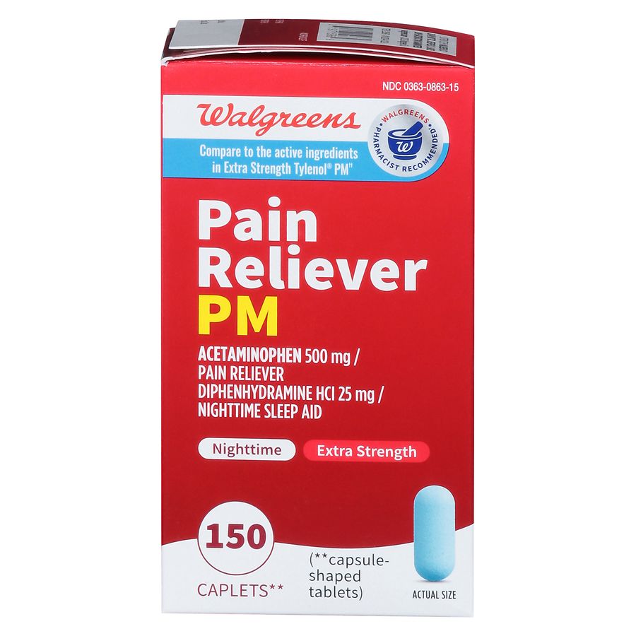 Walgreens Pain Reliever Pm Caplets Walgreens