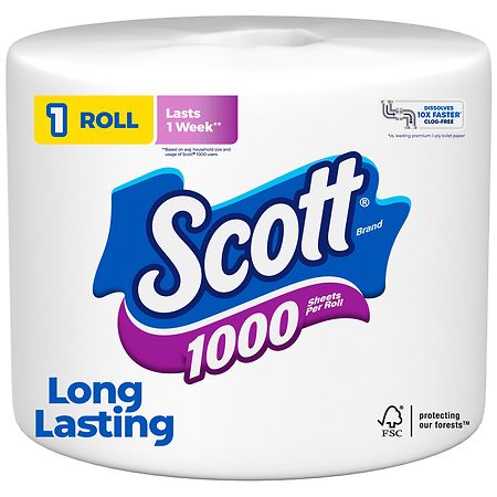 Scott 1000, 1-Ply Toilet Paper Roll