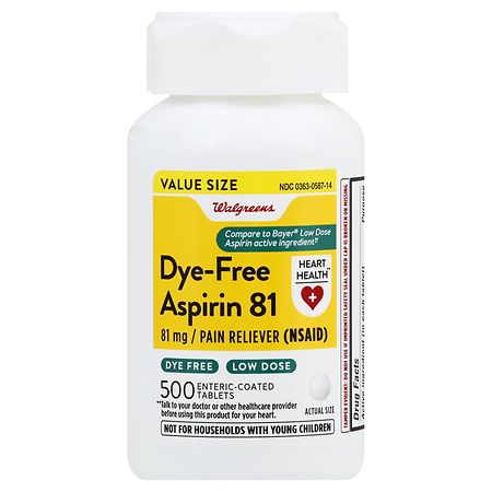 Walgreens Dye-Free Aspirin Low Dose 81 mg Enteric Coated Tablets