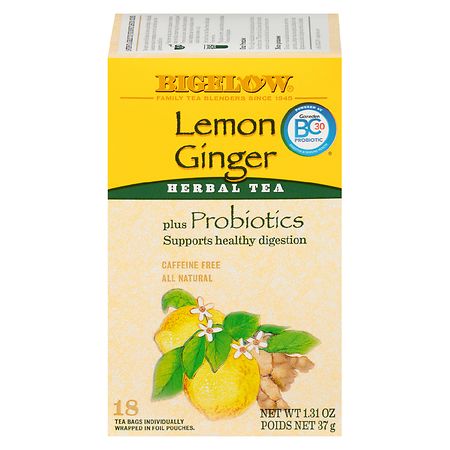 Bigelow Probiotics Herbal Tea Bags Caffeine Free Lemon Ginger