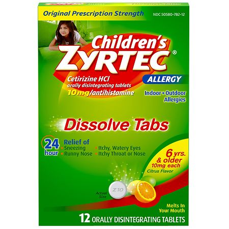 Children's Zyrtec 24 Hour Allergy Relief Dissolve Tablets Citrus