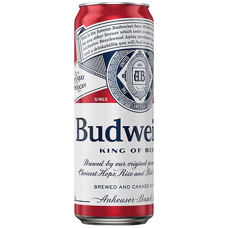 Budweiser American Lager Beer Black Crown, 25 ox Can