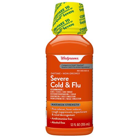 Walgreens Severe Daytime Cold and Flu Relief, Maximum Strength Liquid Cold Medicine