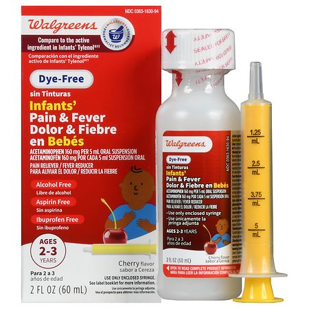 Walgreens Dye-Free Infants' Pain & Fever Oral Suspension Cherry