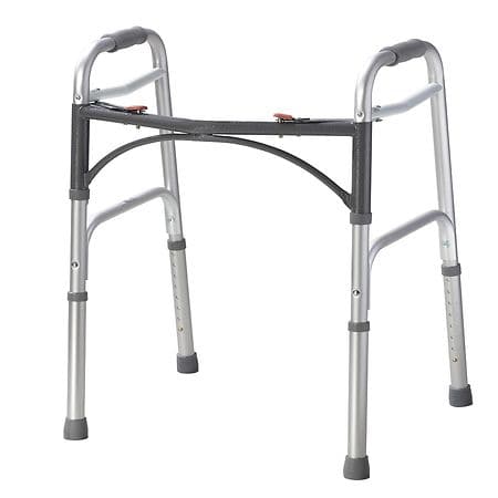 Drive Medical Deluxe Two Button Folding Walker Silver