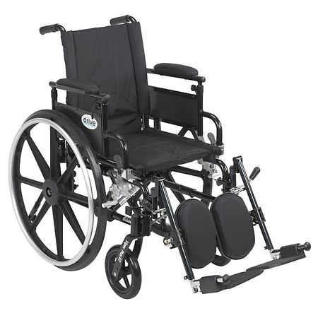 Drive Medical Viper Plus GT Wheelchair w Flip Back Removable Adjustable Desk Arm and Leg Rest 16 Inch Seat Black