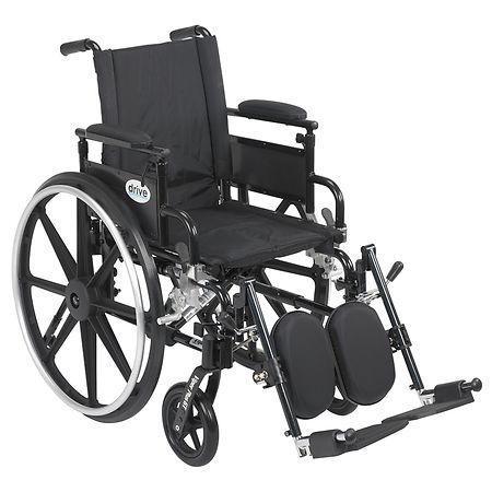 Drive Medical Viper Plus GT Wheelchair w Flip Back Removable Adjustable Desk Arm and Leg Rest 20 Inch Seat Black
